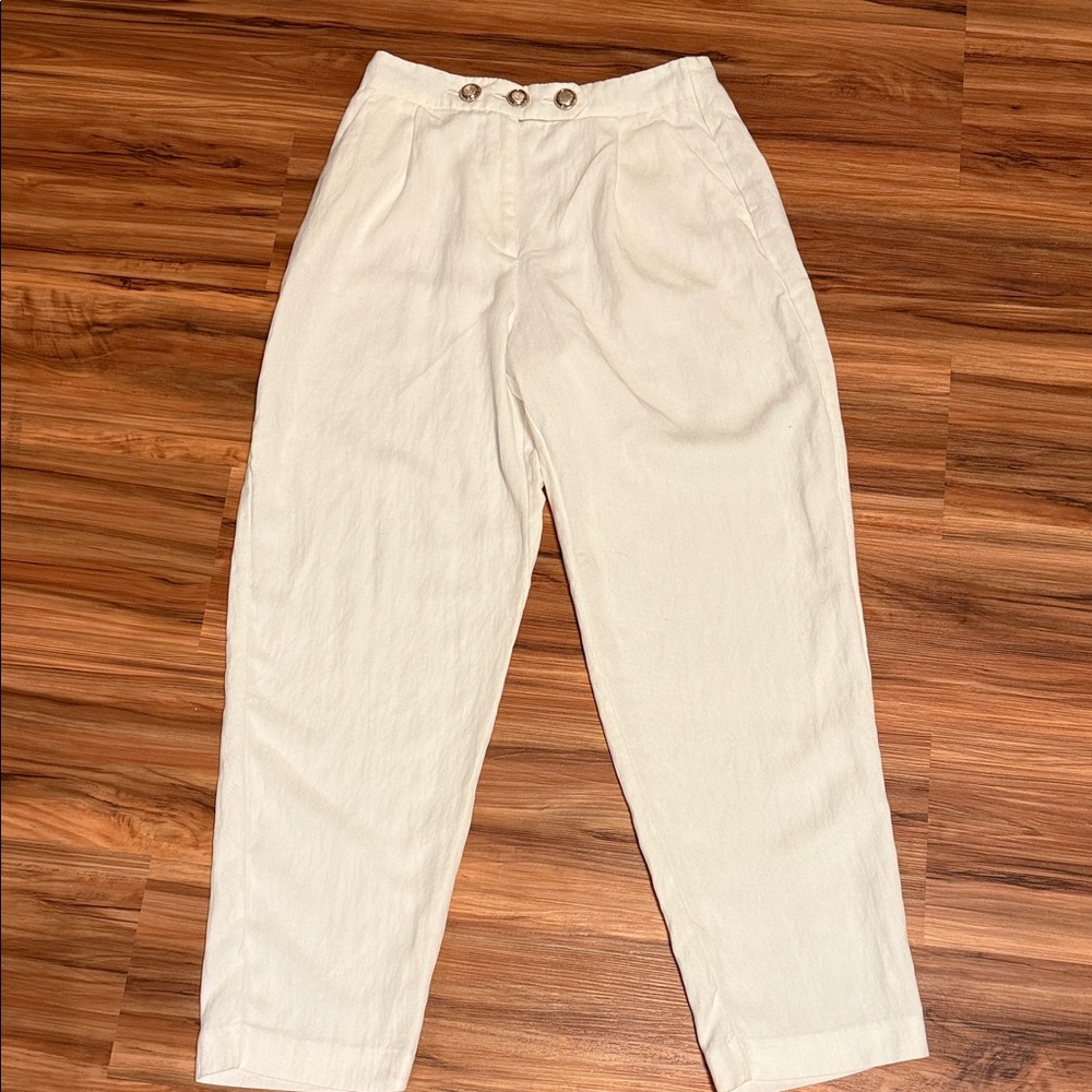 Zara Cream Pleated Trousers